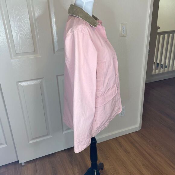 L.L. Bean Vintage Barn Jacket Chore Coat Pink With Brown Corduroy Size Small - Picture 4 of 12